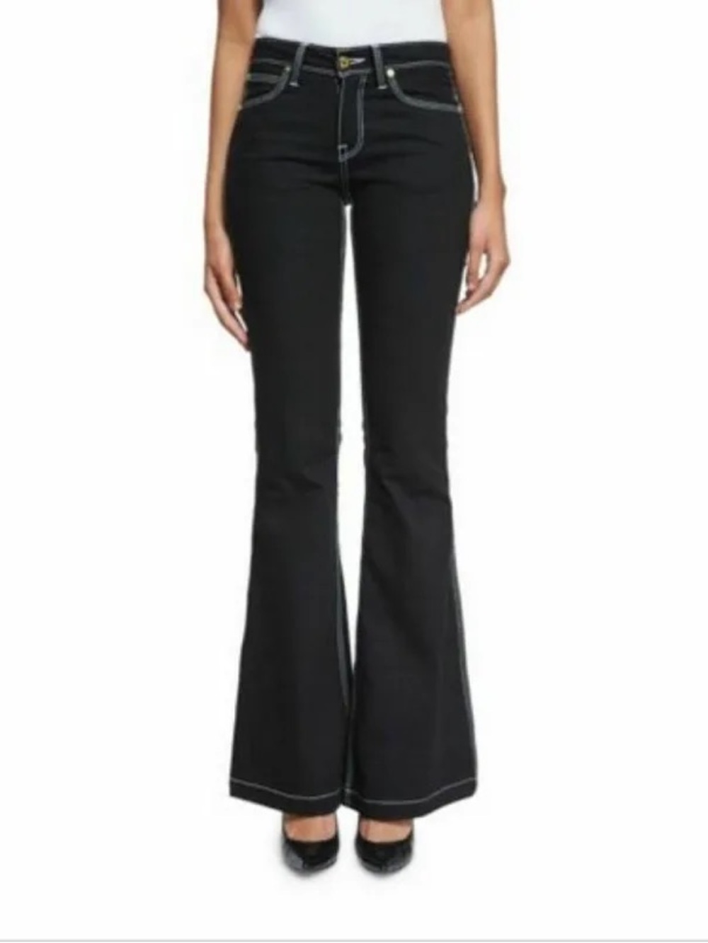 Burberry Black Flared Women’s Jeans with Contrast Stitching